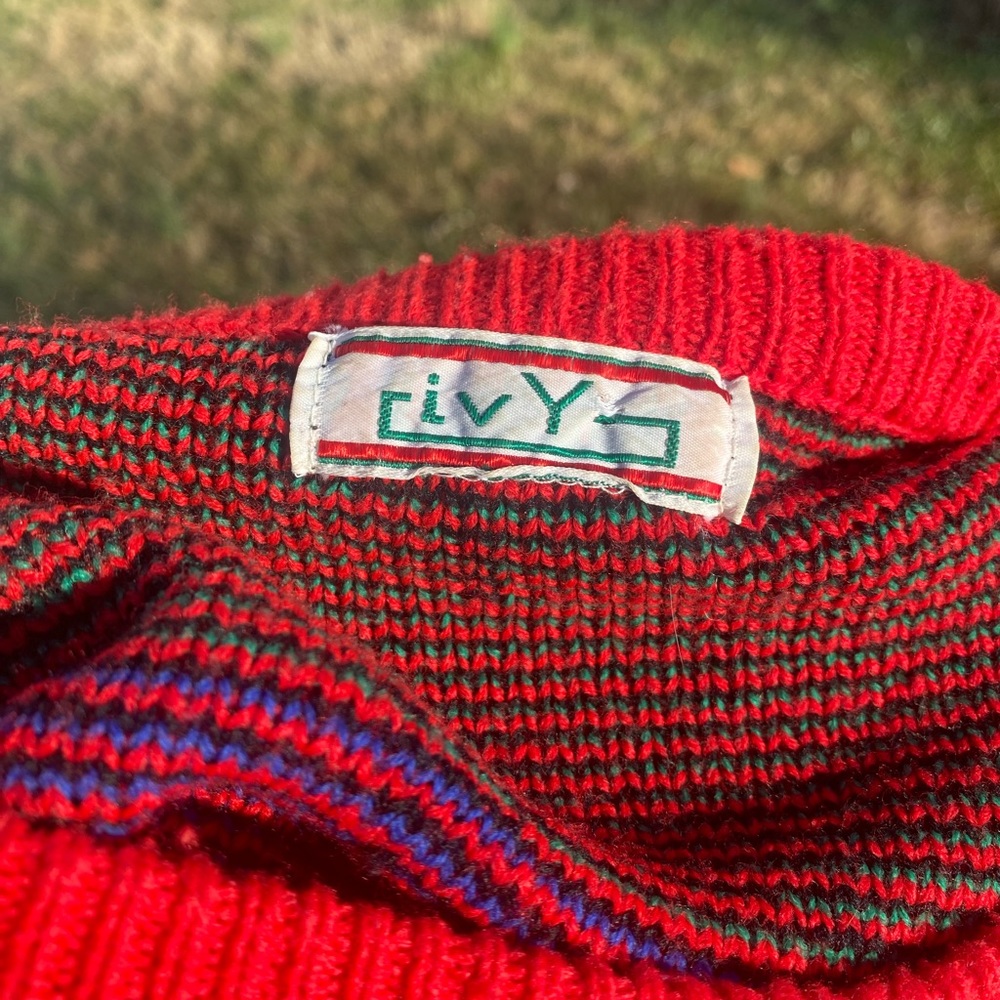 80’s color block hand made cowboy landscape sweater. - Picture 4 of 4